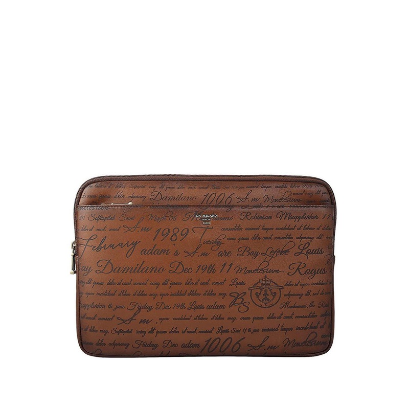 Da Milano Men Printed Leather Laptop Sleeve