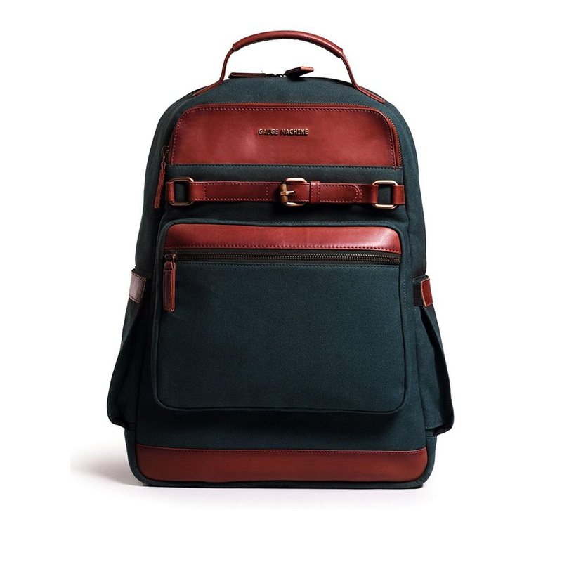 Gauge Machine Unisex Textured Leather Backpack with Compression Straps