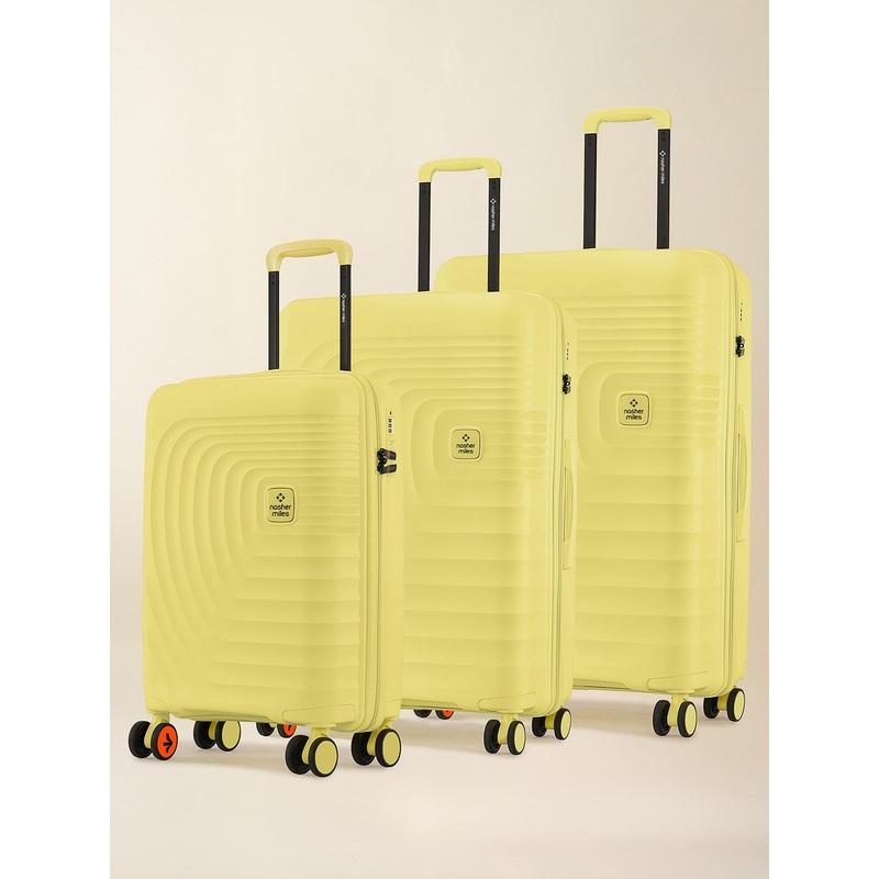 Nasher Miles Boston Polypropylene Small-Medium-Large Yellow Trolley Bags (55-65-75 cm)