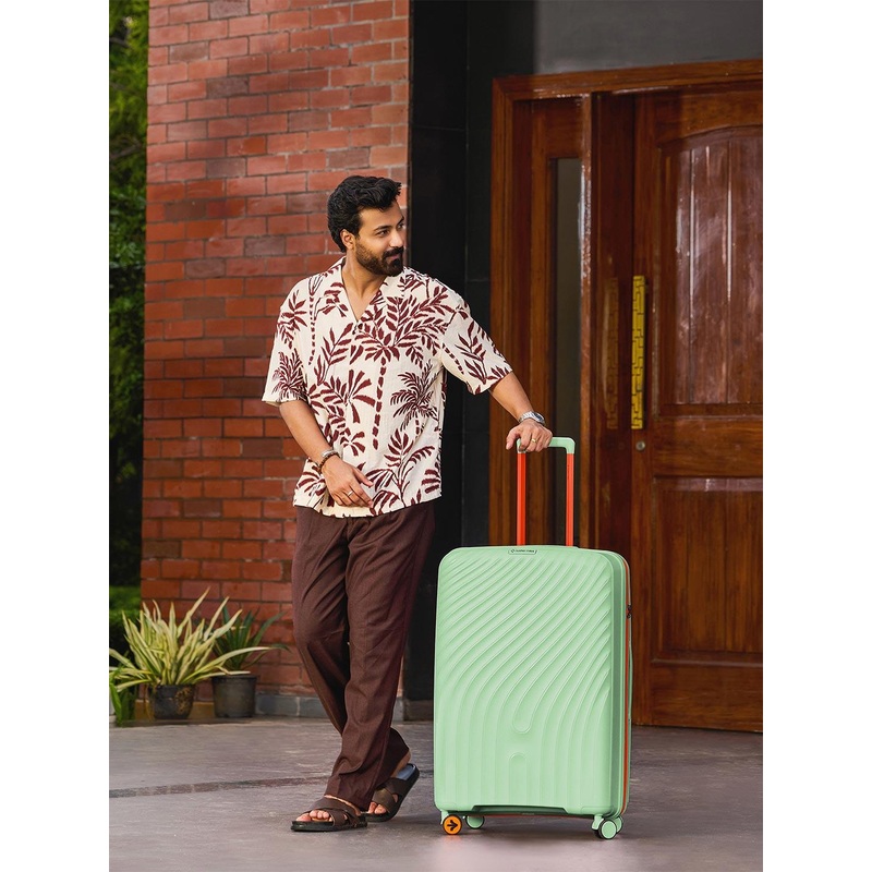 Nasher Miles Mint Green & Orange Capri Hard-Sided Polypropylene Check-in Trolley Bag