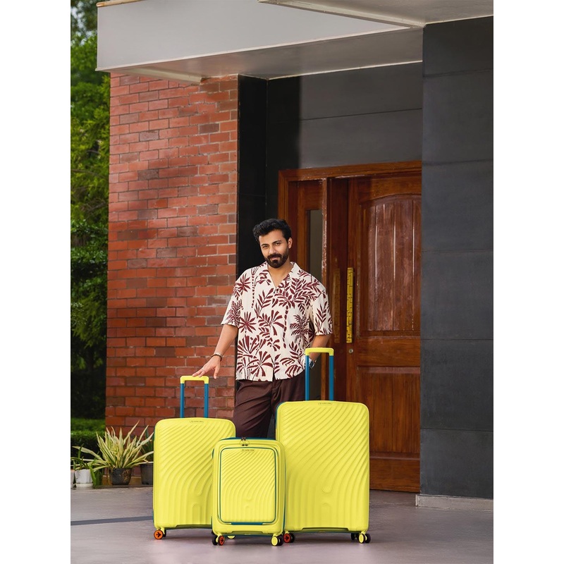 Nasher Miles Set Of 3 Capri Textured Hard-Sided Large Medium & Cabin Trolley Bags