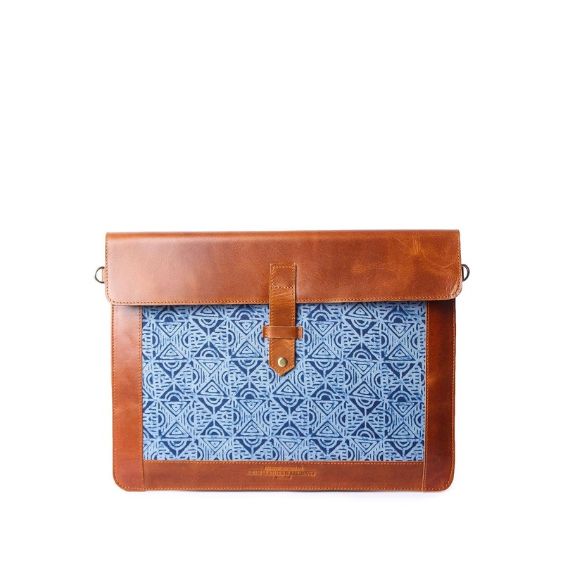 the leather warehouse Unisex Printed Leather Laptop Bag