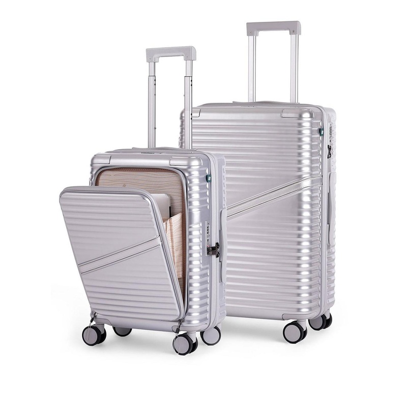 Assembly Unisex Set Of 2 Oblique Textured Trolley Bags