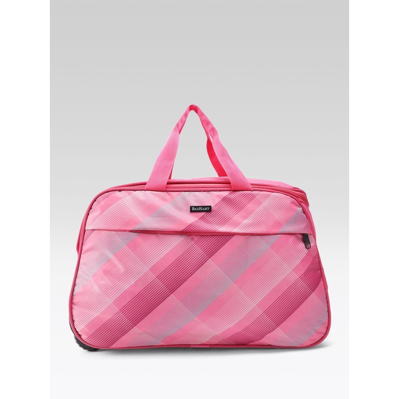 BAD HABIT Unisex Checked Medium Duffel Trolley Bag – 45L