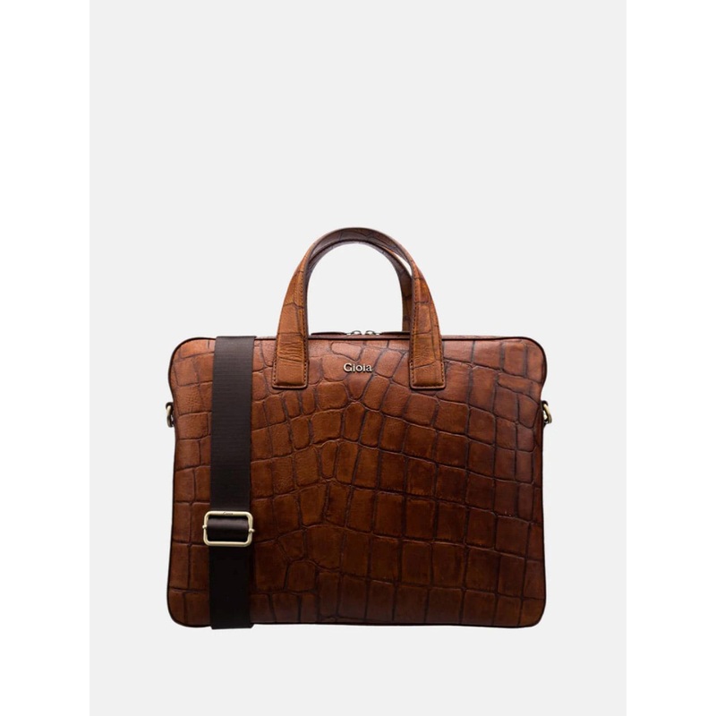 GIOIA Men Textured Leather Laptop Bag