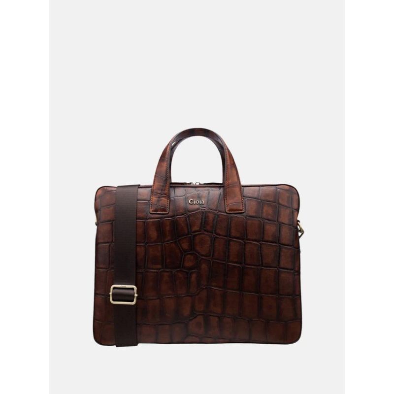 GIOIA Men Textured Leather Spalle Coco Laptop Bag