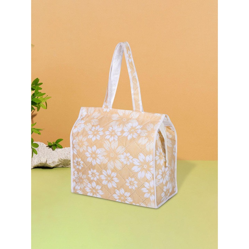 Kuber Industries Floral Printed Shopper Tote Bag with Bow Detail