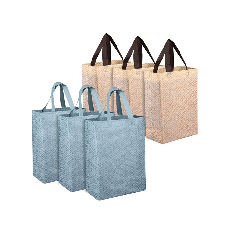 Kuber Industries Set of 6 Printed Tasselled Bucket Handheld Bag