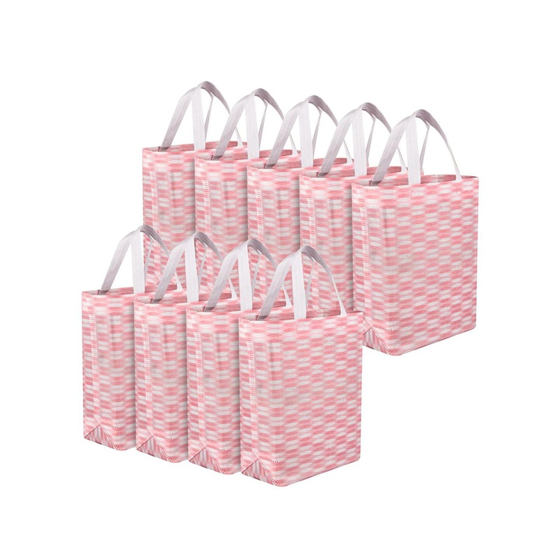 Kuber Industries Set of 9 Geometric Printed Fringed Bucket Handheld Bag