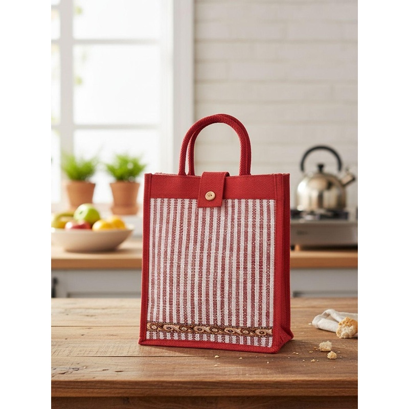 Kuber Industries Striped Oversized Shopper Tote Bag With Zipper Lock