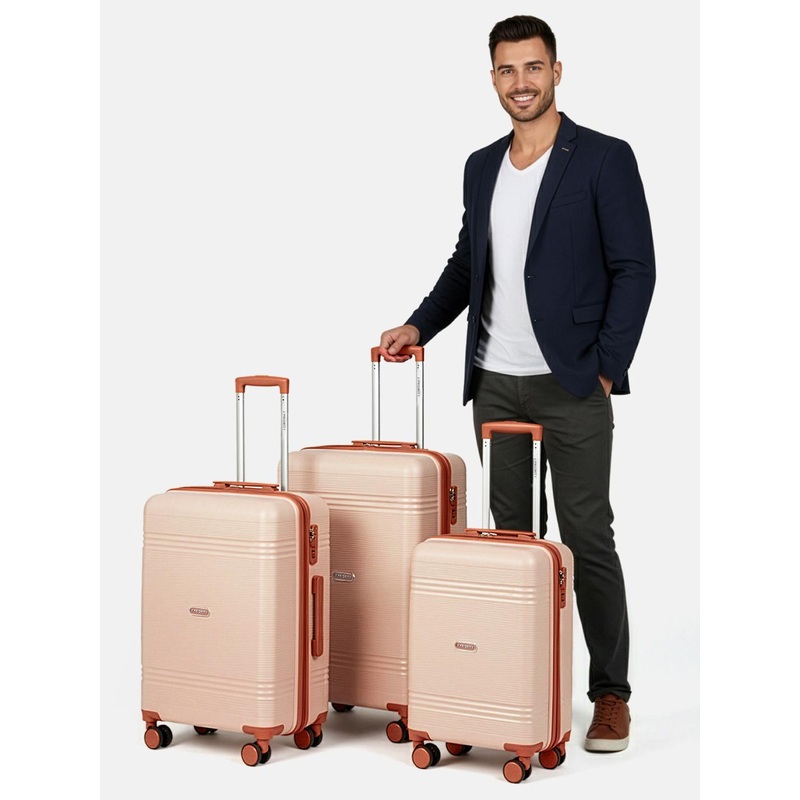 Priority Unisex Set of 3 360 Degree Rotation Hard-Sided Trolley Bags