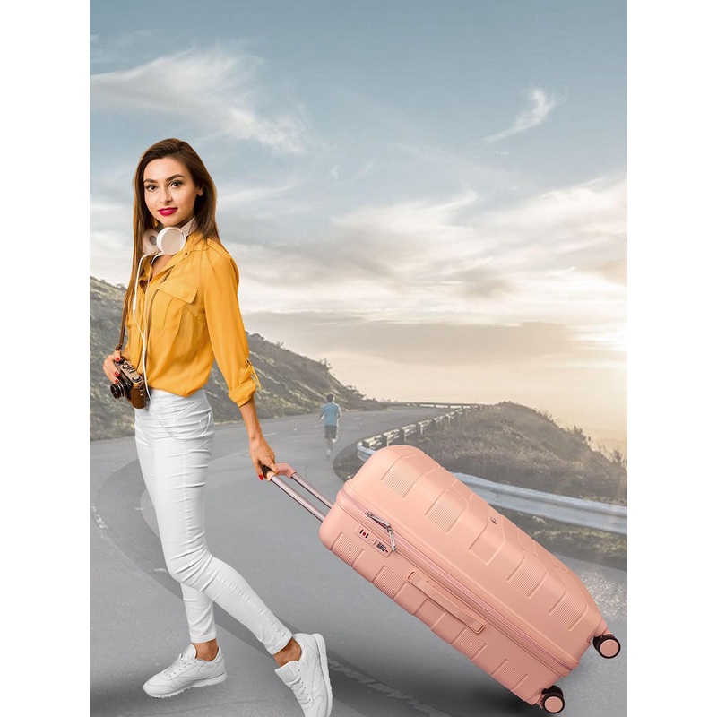 REDHORNS Unisex Set Of 3 Textured Hard Sided Trolley Suitcase