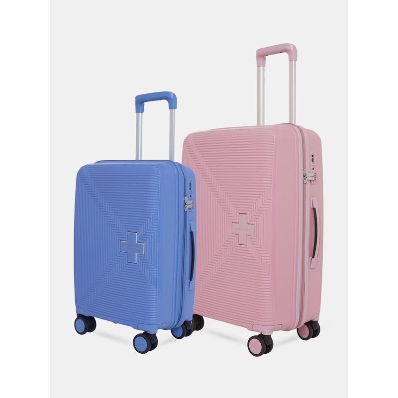 SWISS MILITARY Set Of 2 Textured Hard-Sided Trolley Bags