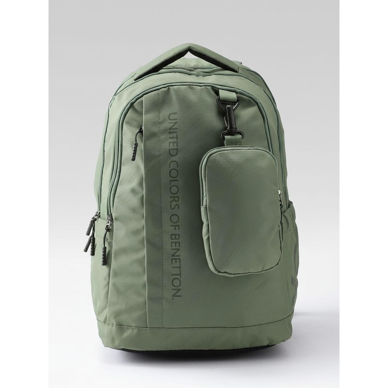 United Colors of Benetton Men Typography Printed Backpack With Pouch