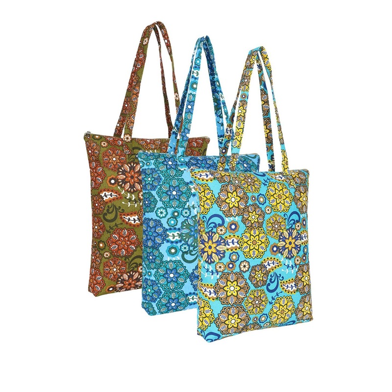Anekaant Unisex Floral Printed Structured Cotton Tote Bags