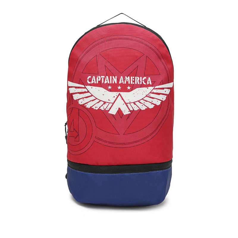 Bewakoof Unisex  Official Marvel Merchandise Red Captain America Printed Small Backpack