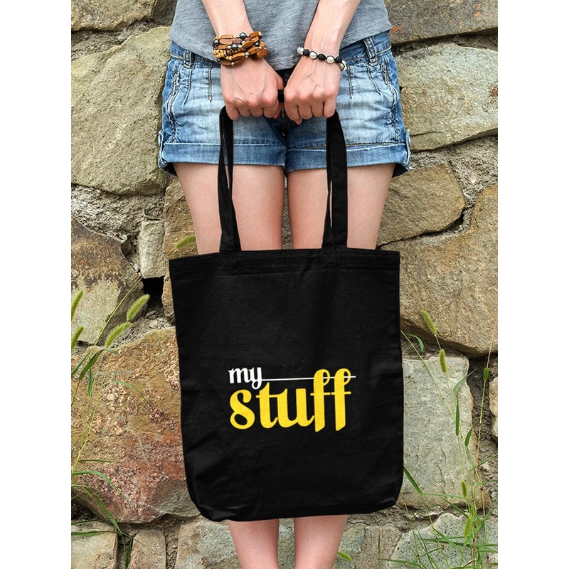 Doodle Eco-Friendly Reusable Cotton My Stuff Canvas Zipper Tote Bag
