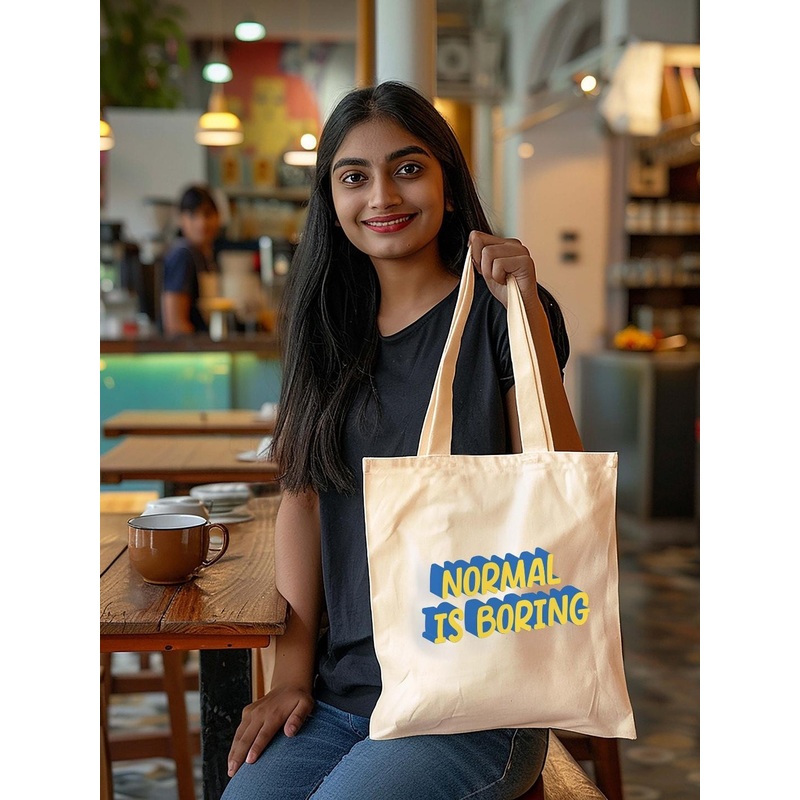 Doodle Unisex Typographic Printed Eco-Friendly Reusable Cotton Canvas Shopper Tote Bag