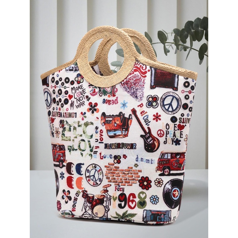 ENSAC PU Shopper Tote Bag with Applique