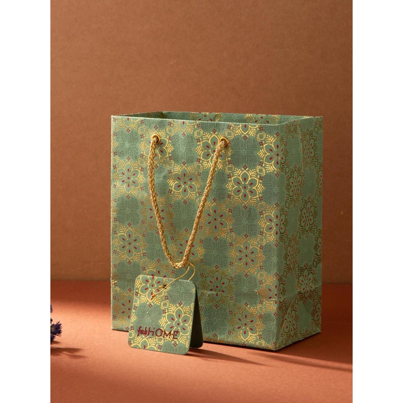 Fabindia Floral Printed Bucket Handheld Bag with Tasselled