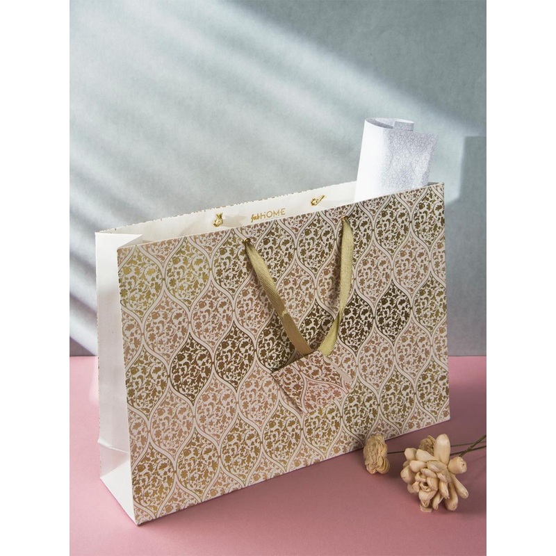 Fabindia Unisex Ivory Ogee Heer Paper Gift Bag