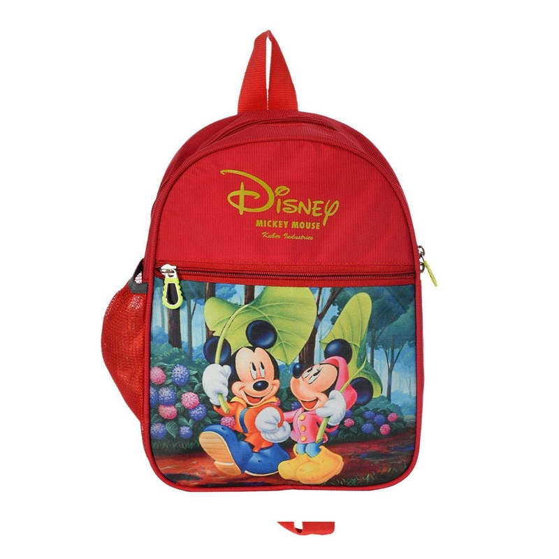 Kuber Industries Disney Mickey & Minnie Print Kids Bag for School Travel picnic bag Red