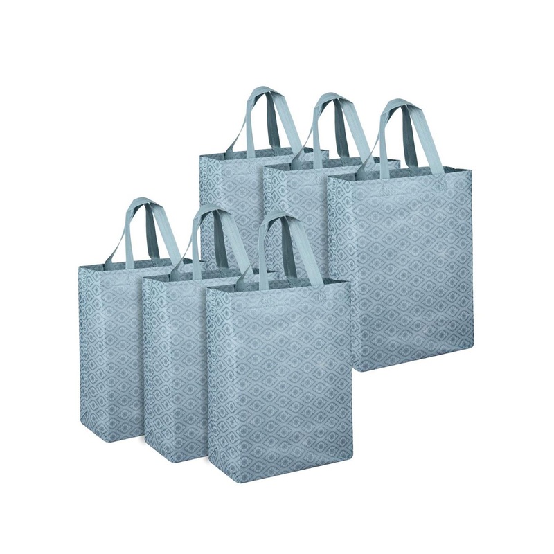 Kuber Industries Set of 6 Printed Bucket Handheld Bag with Tasselled