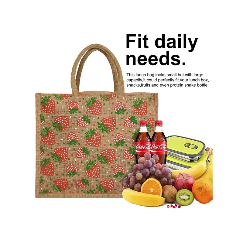 Kuber Industries Strawberry Printed Structured Handheld Bag