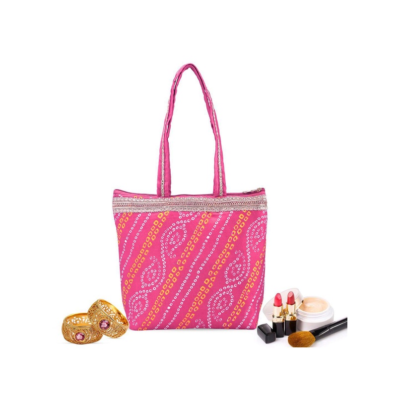 Kuber Industries Structured Bandhej Print Women & Girls Shoulder Hand Bag