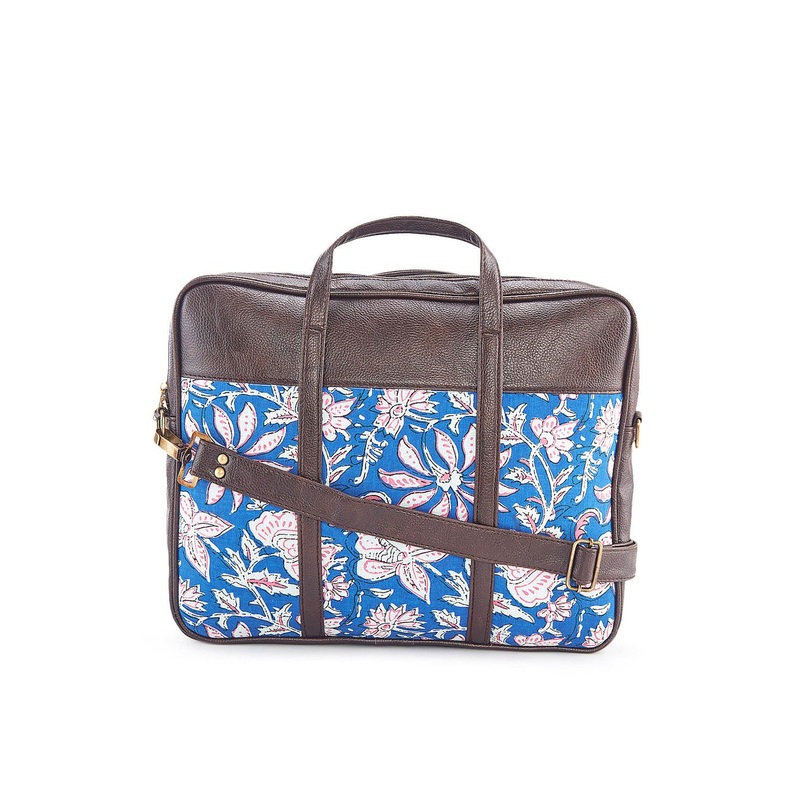 NEPRI Lotus Block Printed Laptop Bag