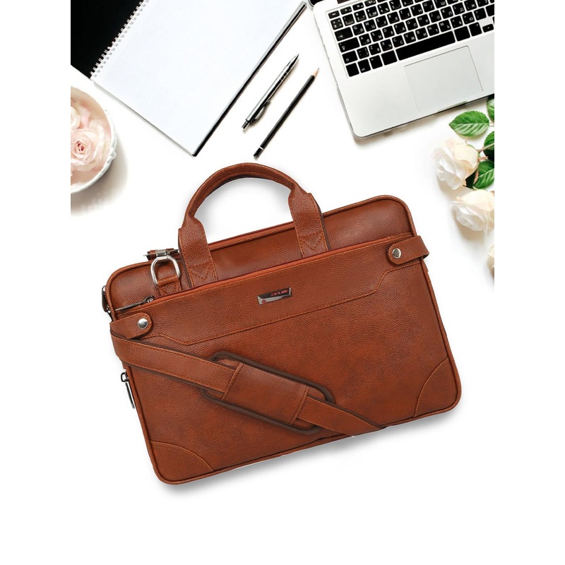 ZIPLINE Unisex Tan Textured Laptop Bag