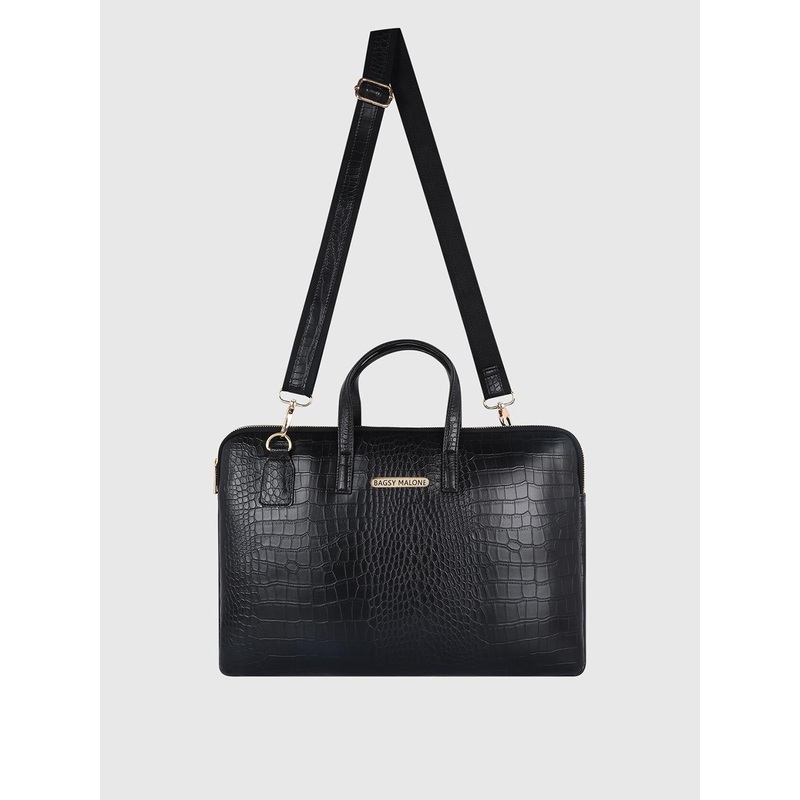Bagsy Malone Unisex Black Textured PU Laptop Bag