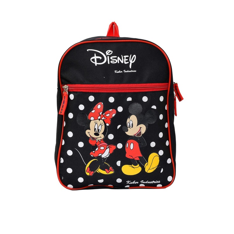 Kuber Industries Kids Black Waterproof Disney Mickey Minnie Mouse Backpack