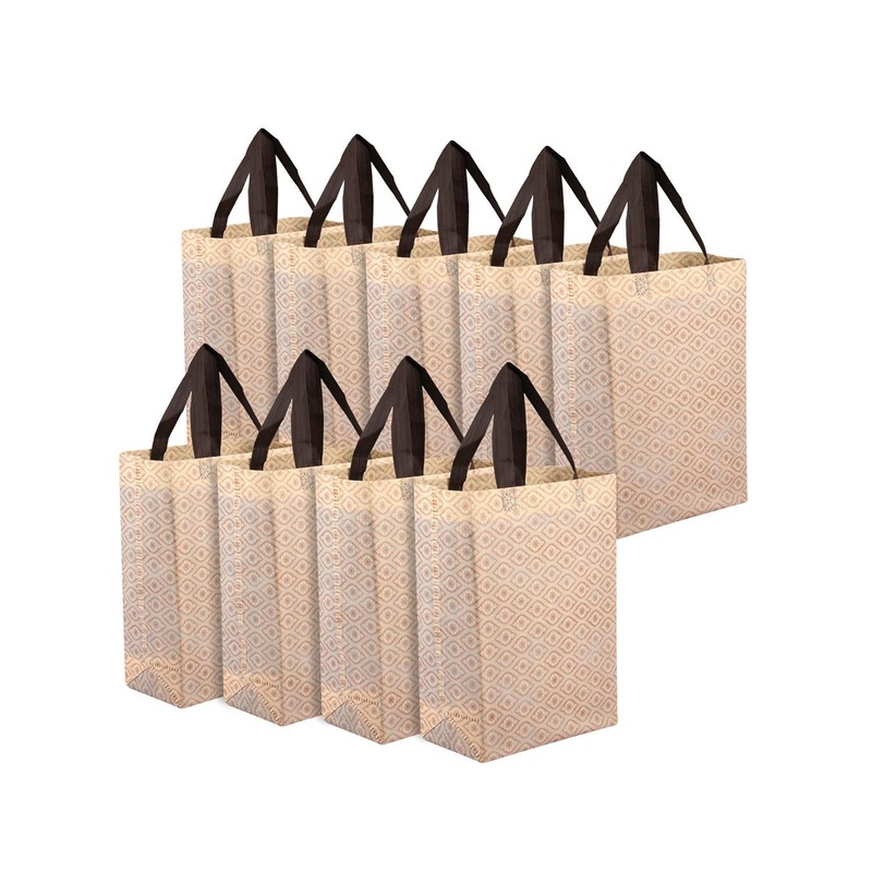 Kuber Industries Set of 9 Printed Cut Work Structured Handheld Bag