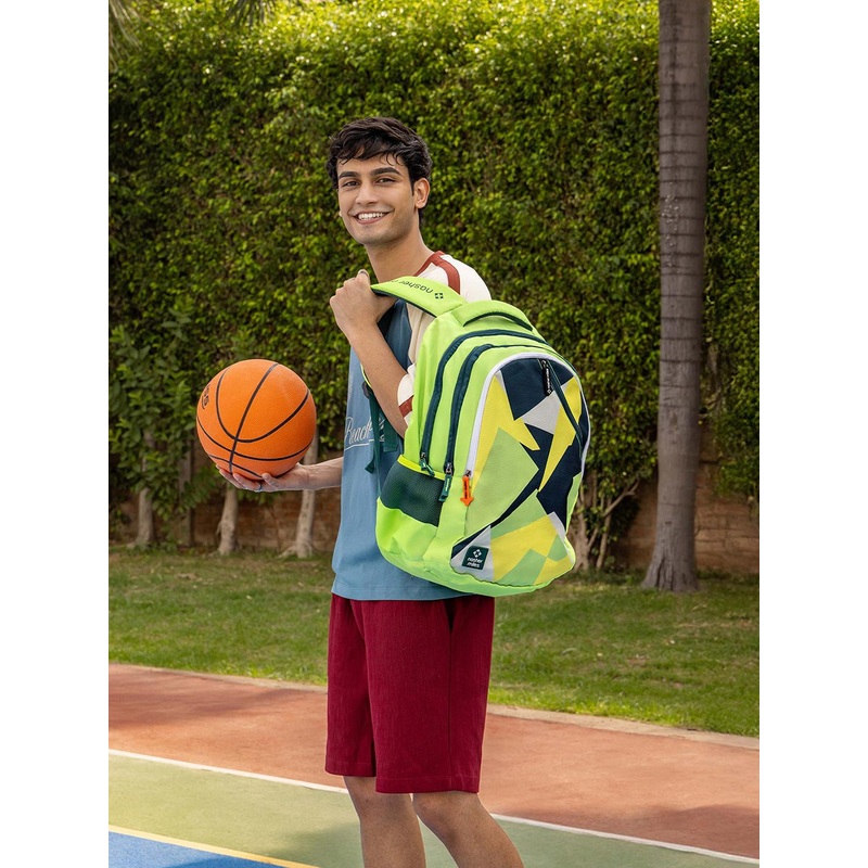 Nasher Miles Modern Art Laptop Backpack 45 Liters Polyester with Raincover (Green)