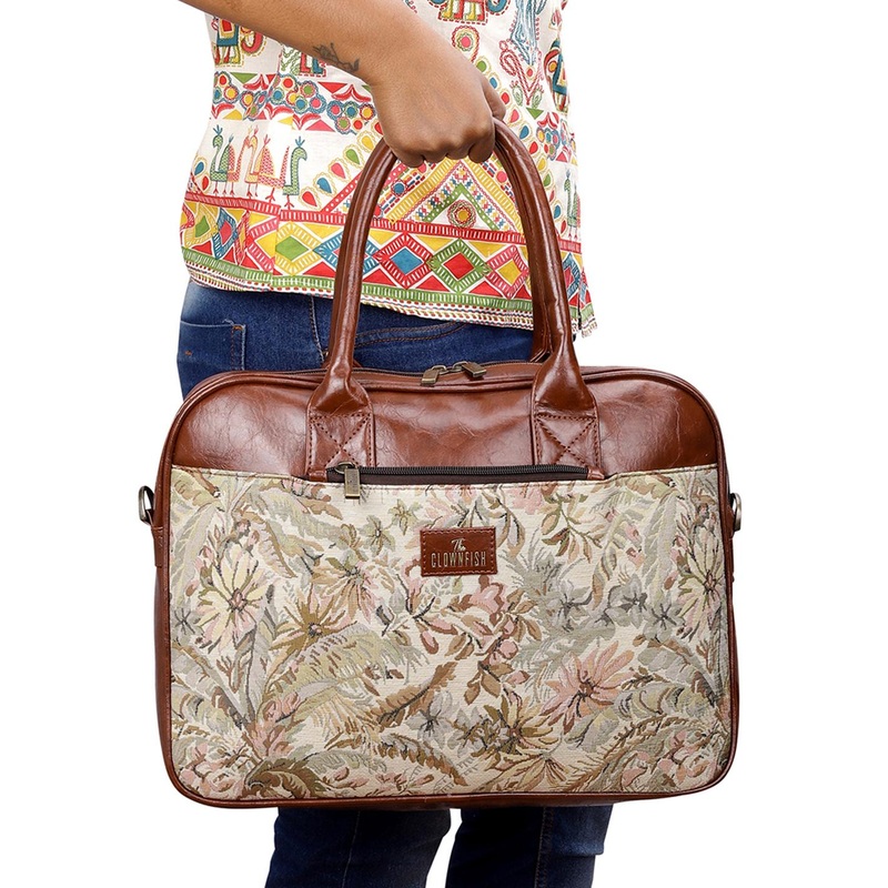 THE CLOWNFISH Deborah Floral Printed Laptop Bag