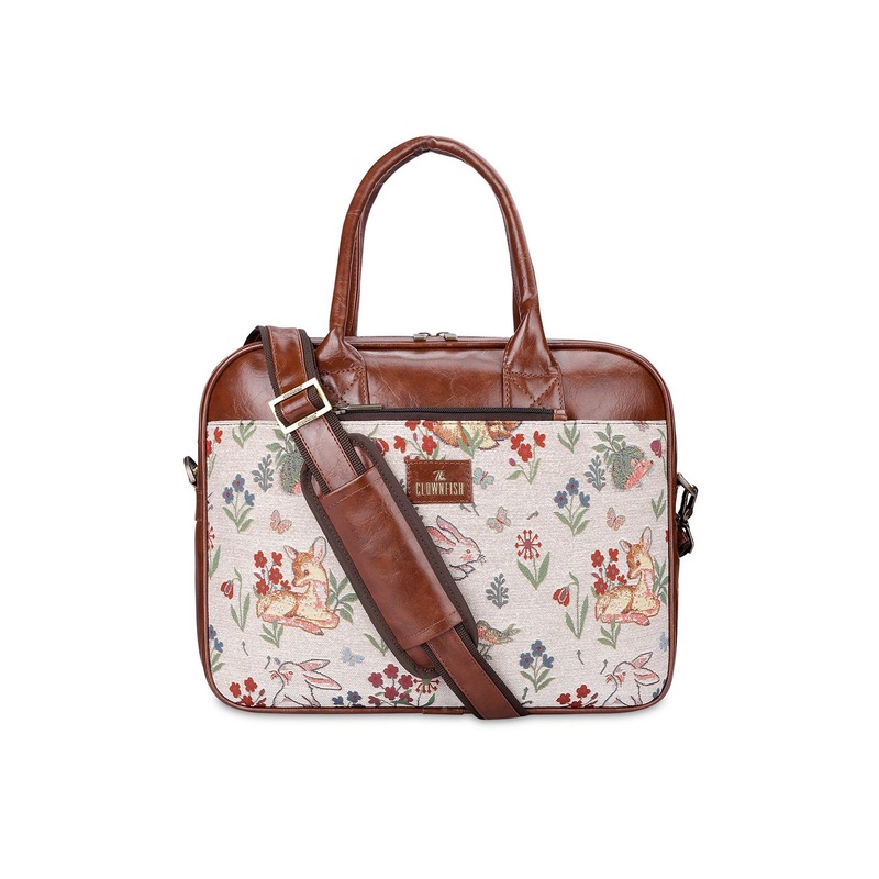 THE CLOWNFISH Deborah Floral Printed Tapestry Fabric Laptop Bag