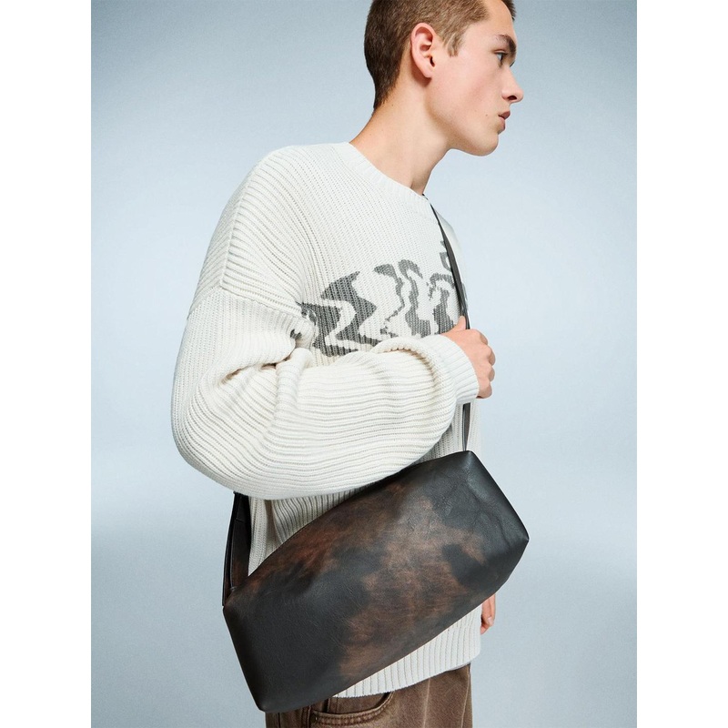 Bershka Textured PU Structured Satchel With Bow Detail