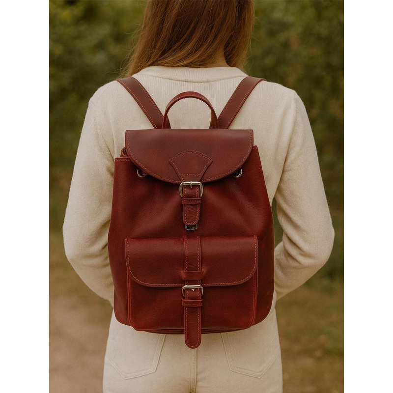 Celtic Unisex Brown Leather Backpack Vintage Style with Tablet Sleeve