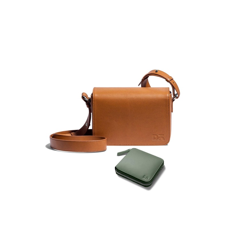 DailyObjects Leather Structured Sling Bag with Zip Wallet