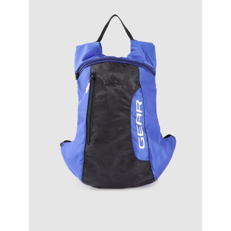 Gear Unisex Blue & Black Colourblocked Brand Logo Print Backpack