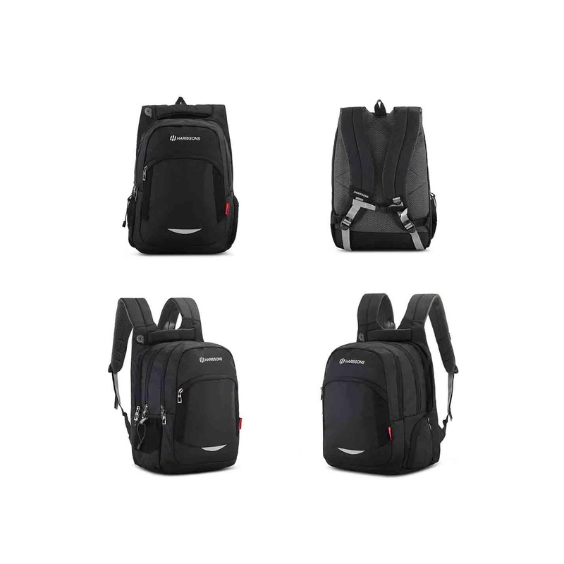 Harissons Unisex Brand Logo Padded Medium Backpack With Zip Pouches