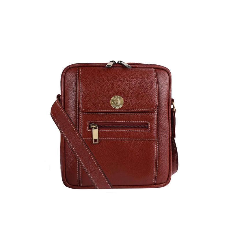 HiLEDER Unisex Pure Leather Sling Cross Body Travel Messenger Bag