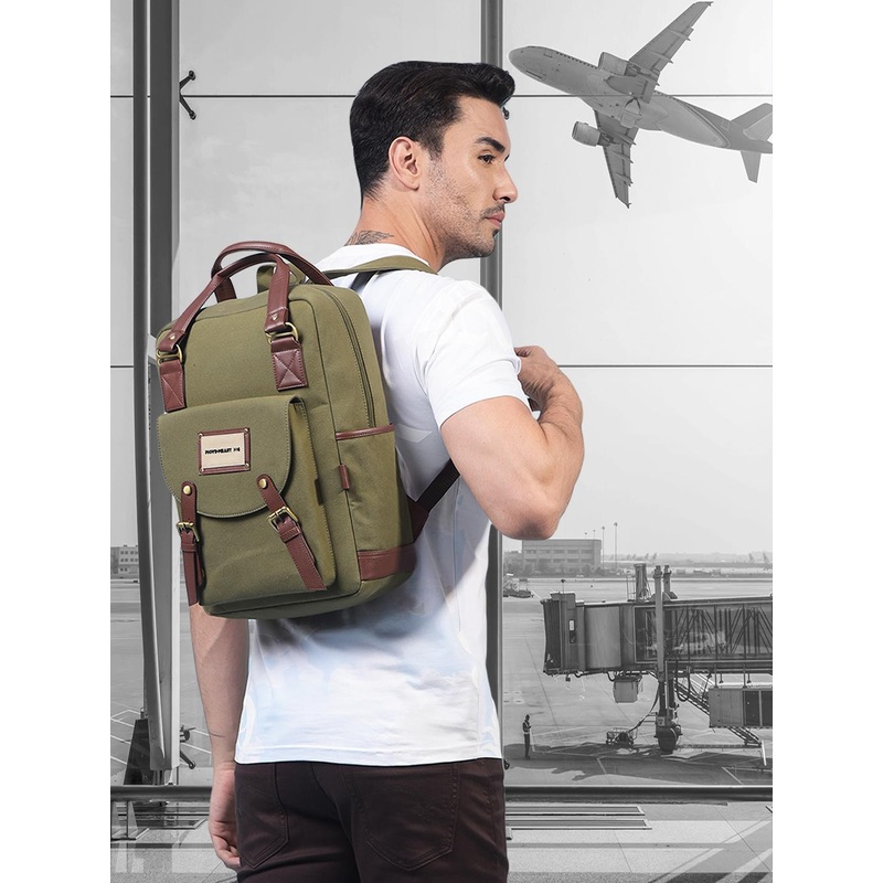 MOVE-MEANT Unisex Solid Canvas Backpack
