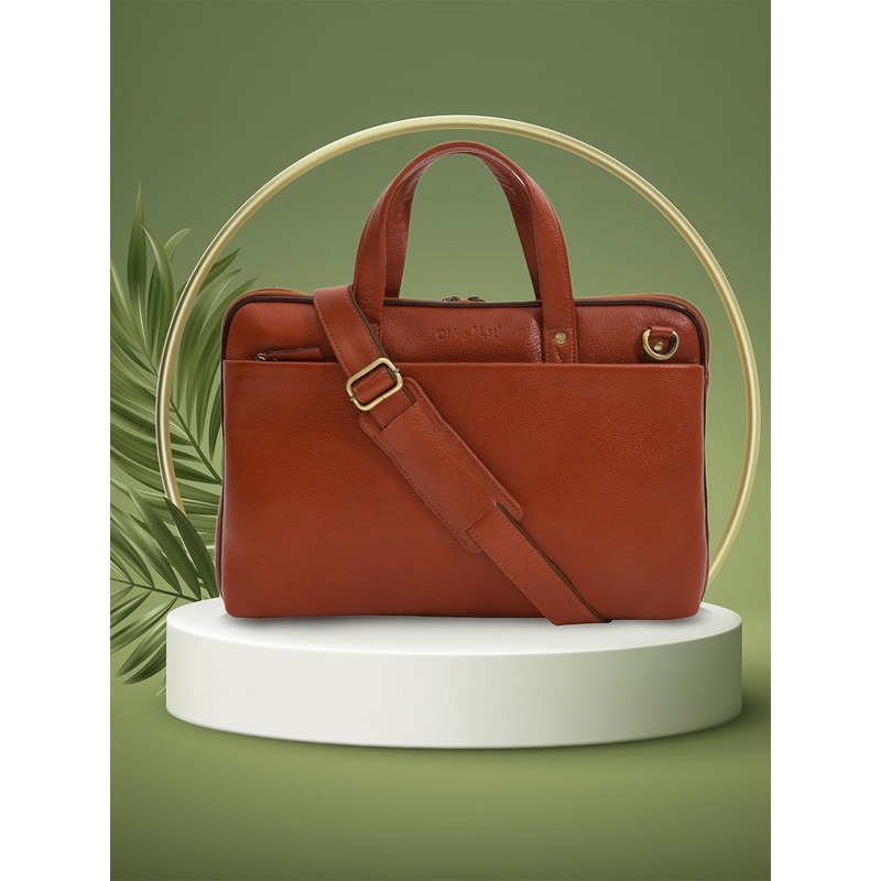 OLIVE MIST Unisex Leather Laptop Bag