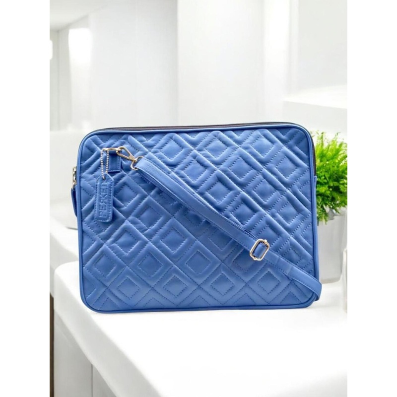 PERKED Unisex Textured Leather Laptop Sleeve