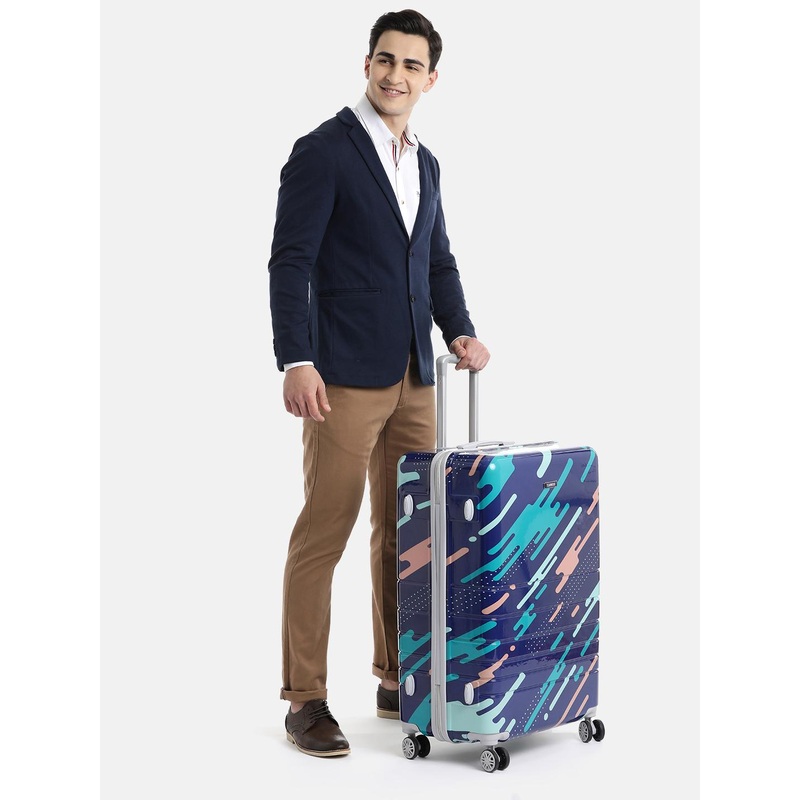 Teakwood Leathers Printed Milkyway Hard Large Suitcase Trolley Bag 95.5 L