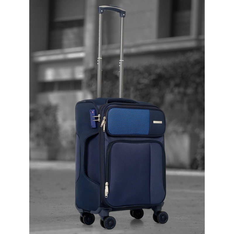 Teakwood Leathers Printed Soft-Sided Small Trolley Suitcase