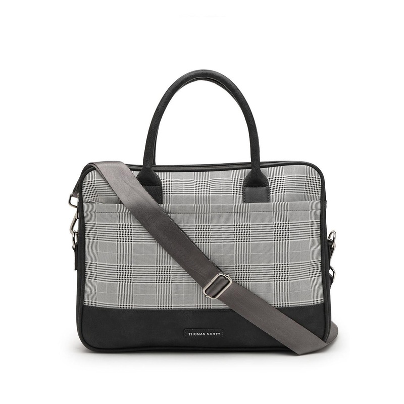 Thomas Scott Men Checked PU Laptop Bag