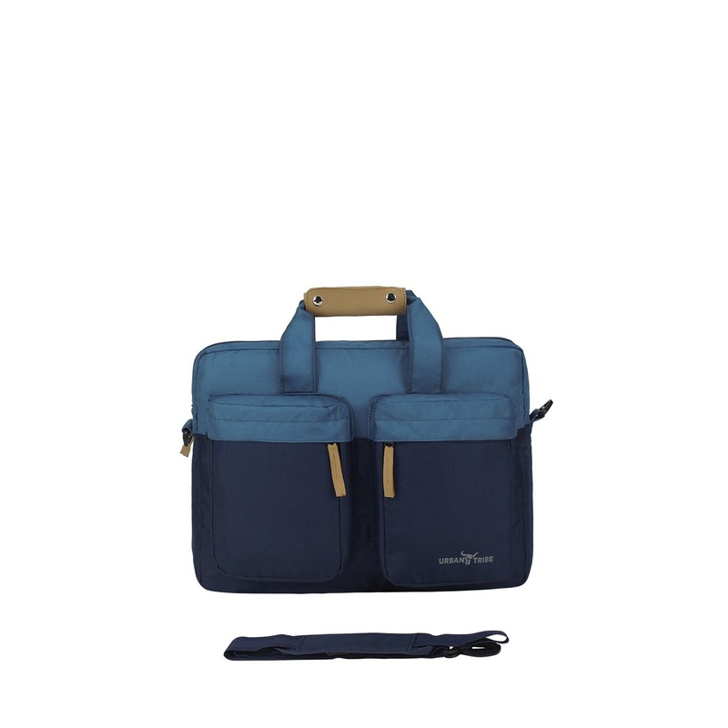 URBAN TRIBE Unisex Blue & Navy Blue Colourblocked 15.6 Inch Laptop Bag